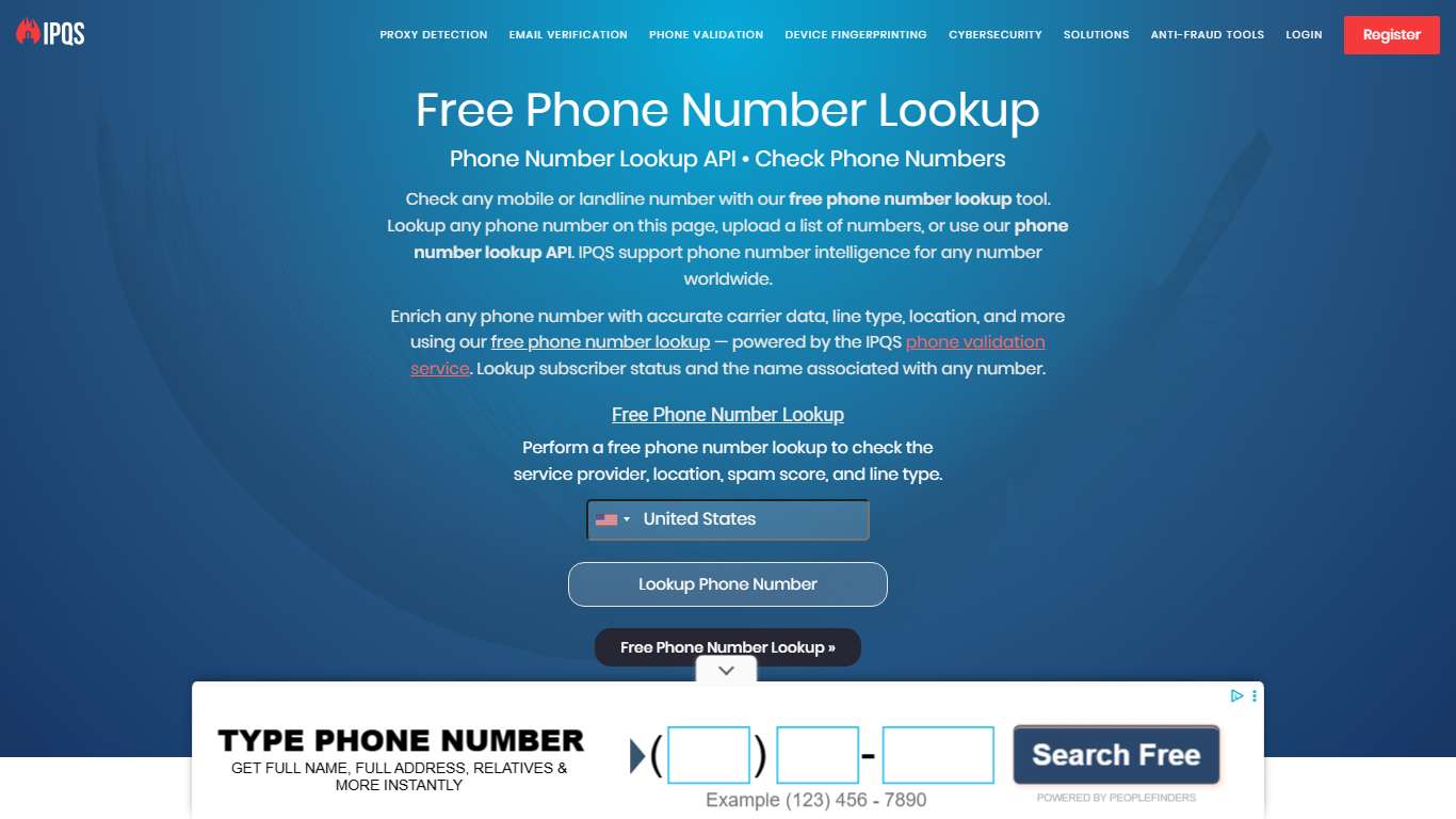Free Phone Number Lookup Tool | Phone Number Lookup API