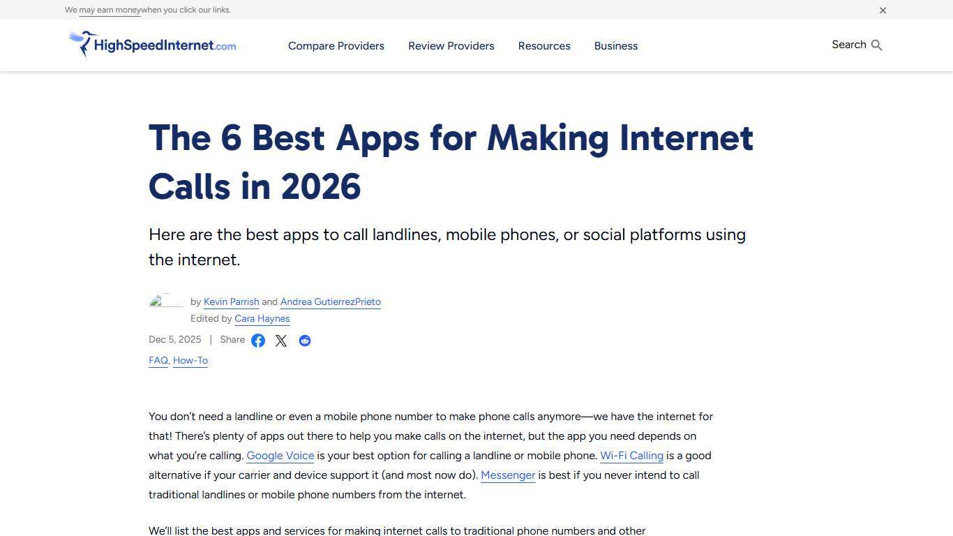 The 6 Best Apps for Making Internet Calls in 2026 | HighSpeedInternet.com